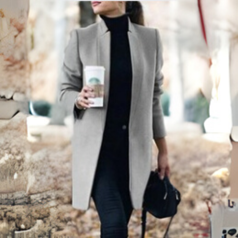 Women's Wool Coat – Solid Color Stand Collar Autumn Office Wear | Last day 80% off!