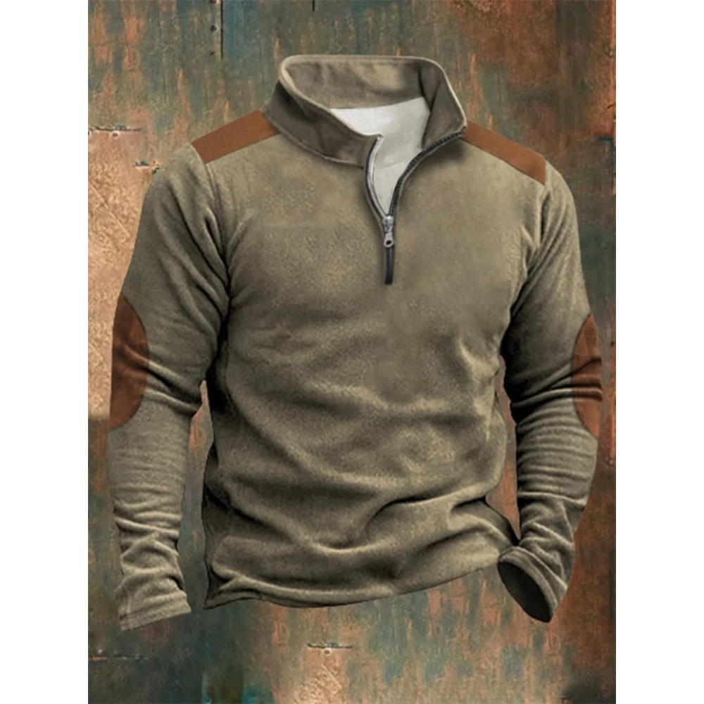 Western Style Printed Stand Collar Zipper Men's Sweatshirt | Last day 80% off!