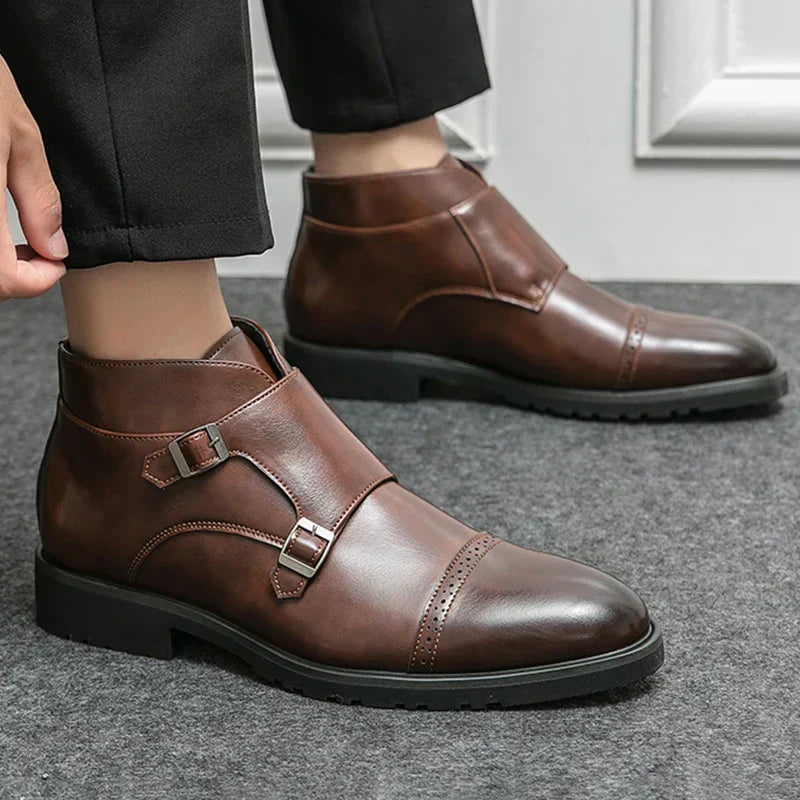 Parker | Double Buckle Synthetic Leather Boots | Last Day 80% Off!