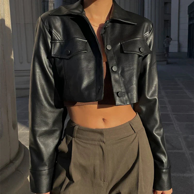 Élise™ | Elegant Faux Leather Jacket  | Last day 80% off!