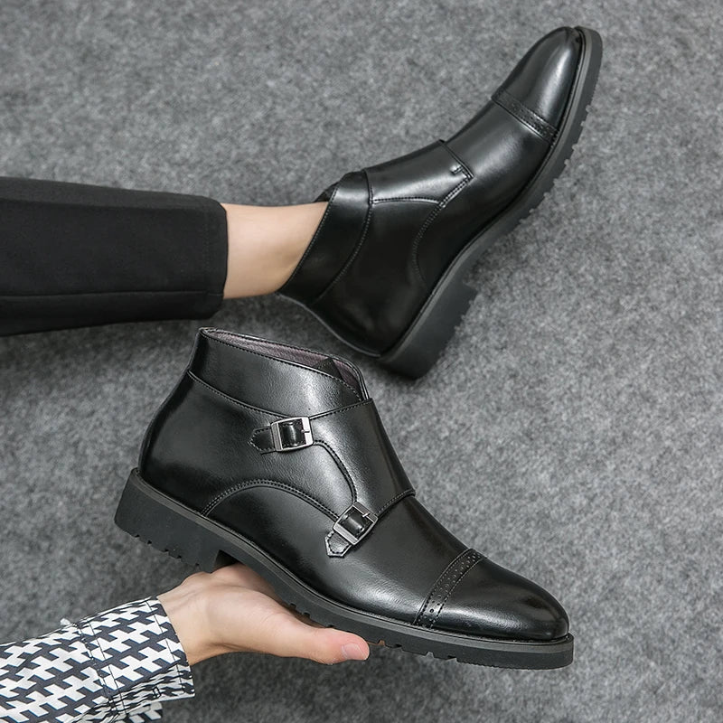 Parker | Double Buckle Synthetic Leather Boots | Last Day 80% Off!