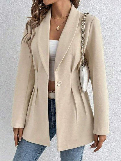 Apricot Plain Long Sleeve Lapel Blazer | Last day 80% off!