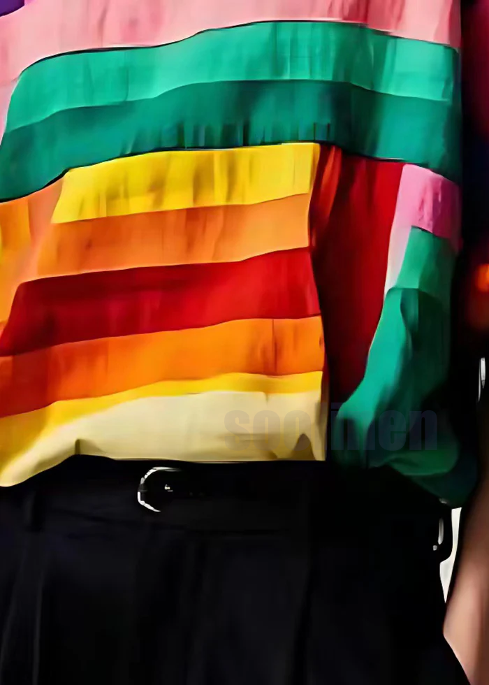 Fitted Multicolour Striped Patchwork Cotton Tank Summer | Last day 80% off!