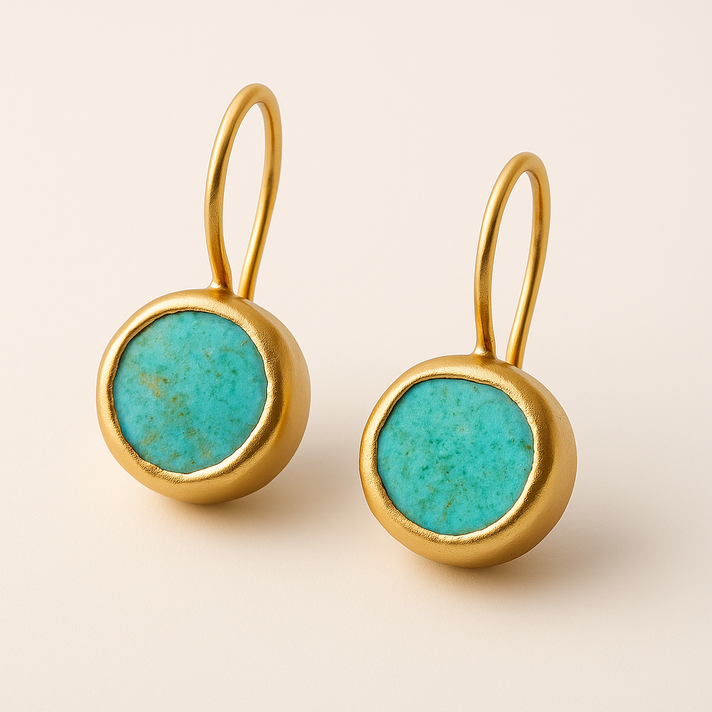 Gold Earrings with Turquoise Stone | Last day 80% off!