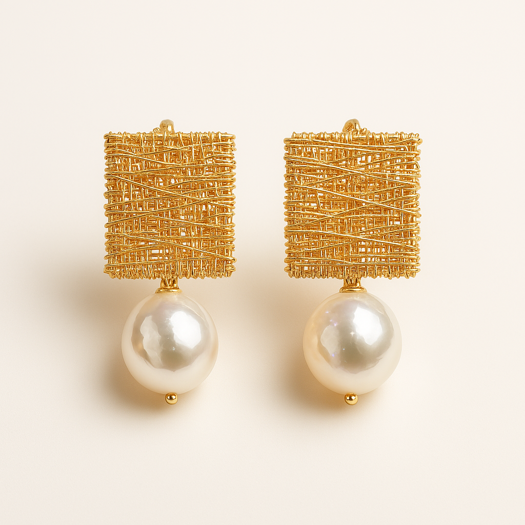 Vintage Golden Threads with Pearls Earrings | Last day 80% off!