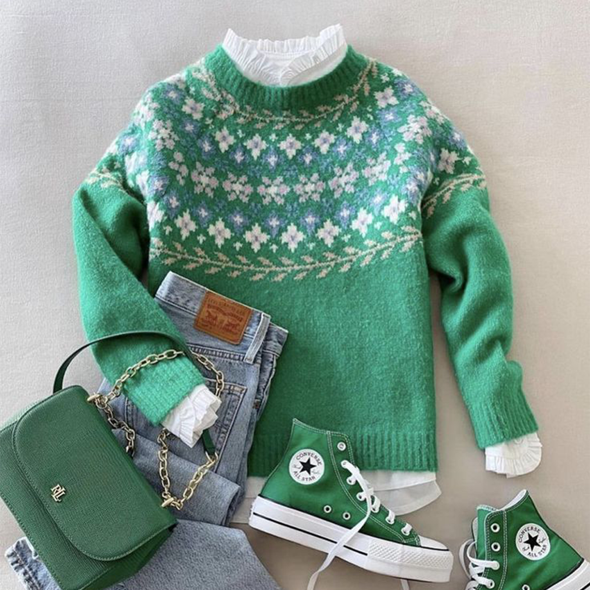 Fresh Green Long Sleeve Sweater | Last day 80% off!