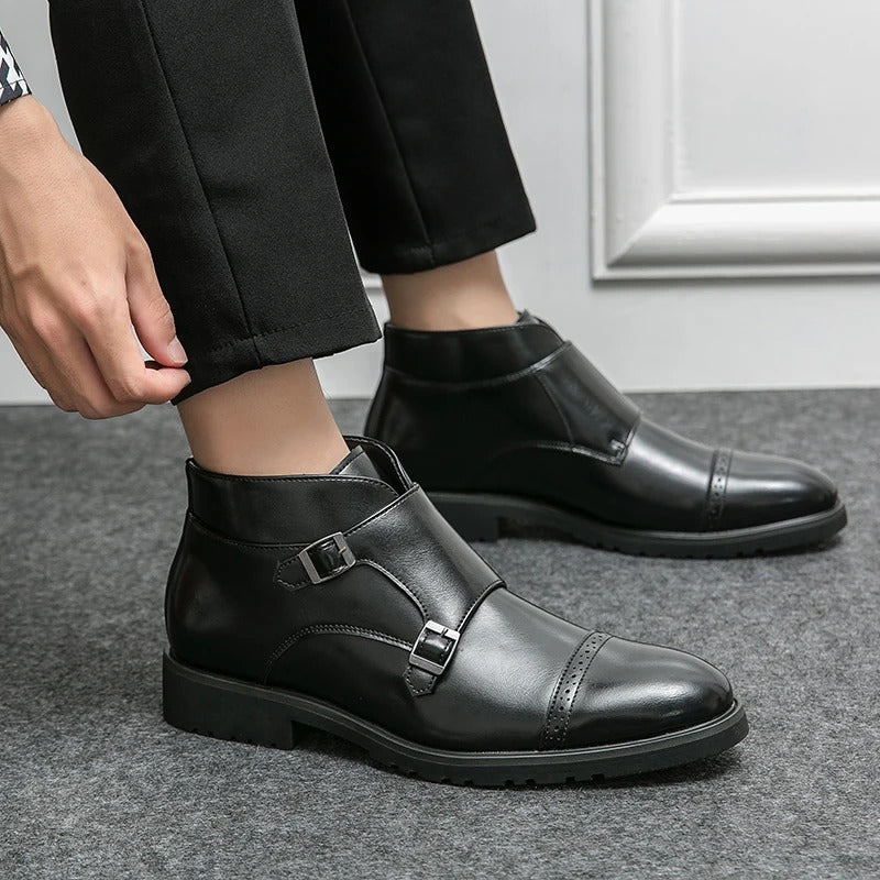 Parker | Double Buckle Synthetic Leather Boots | Last Day 80% Off!
