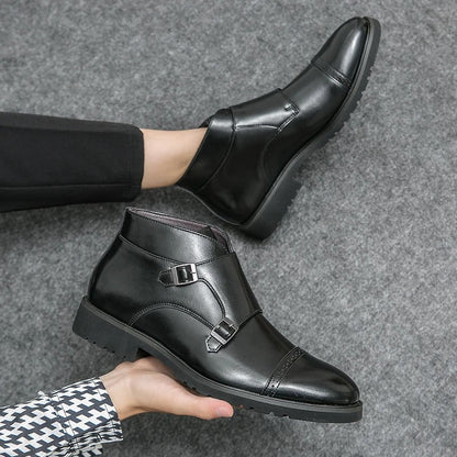 Parker | Double Buckle Synthetic Leather Boots | Last Day 80% Off!