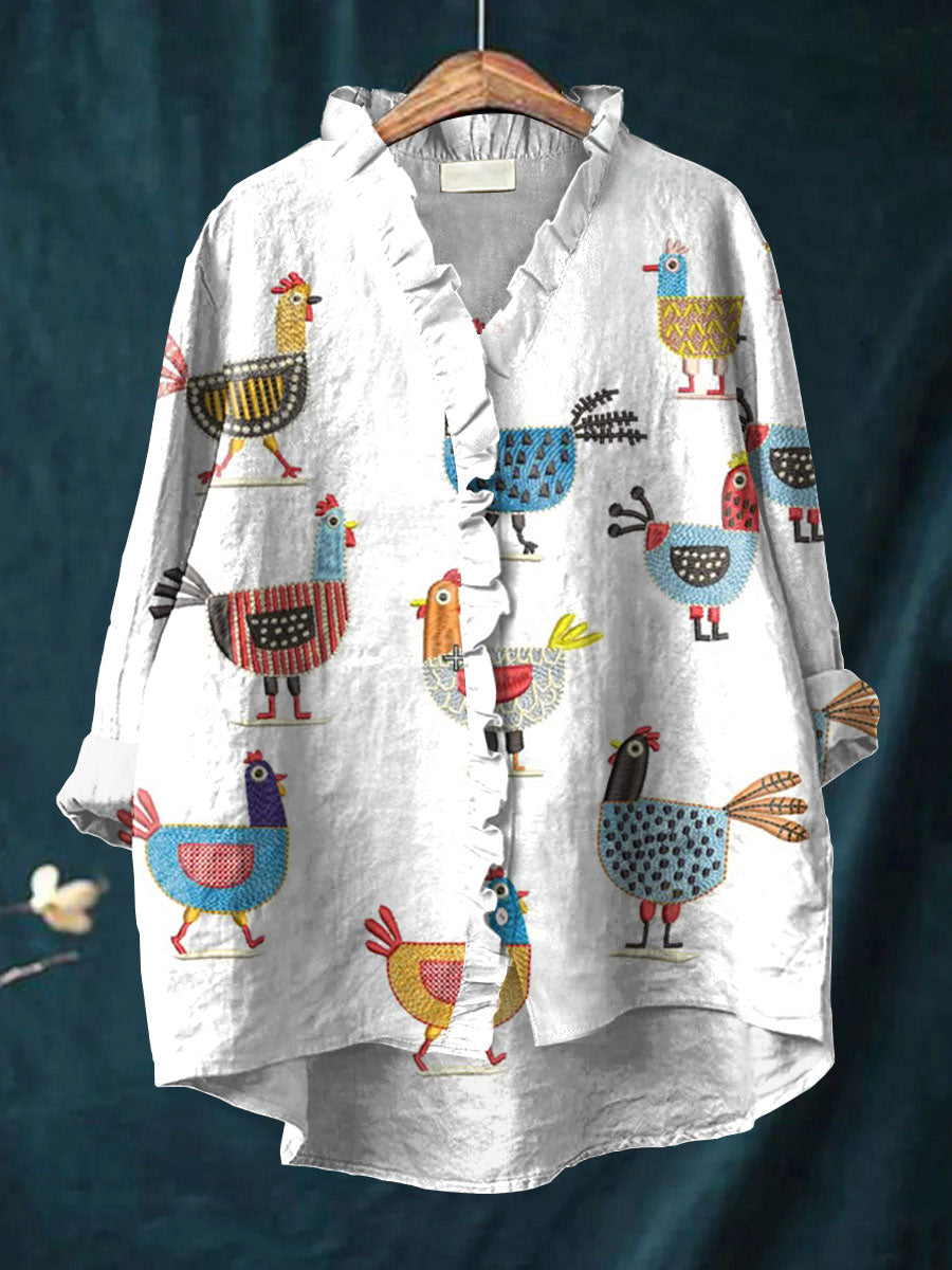 Women's Funny Chick Art Print Casual 100% Cotton Wide Leg Jumpsuit | Last day 80% off!