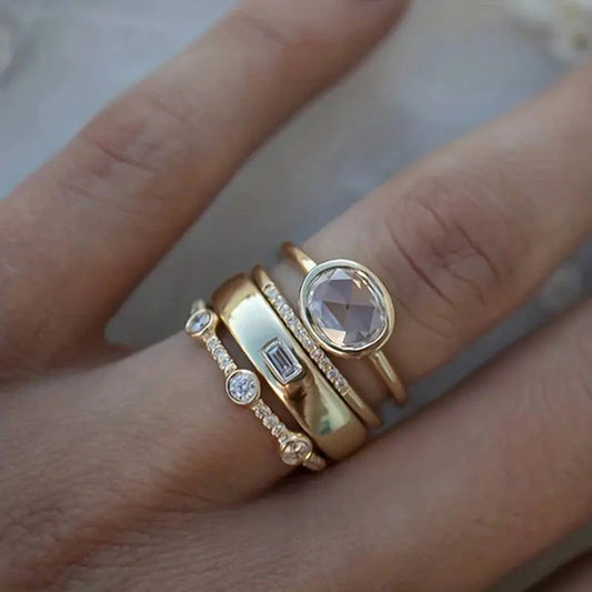 Vintage Gold & Zirconia Ring Set | Last day 80% off!