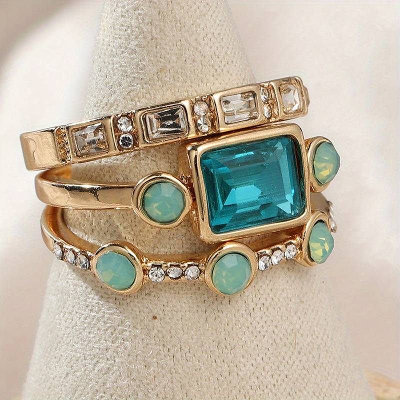 Vintage Blue Crystal Ring Set | Last day 80% off!