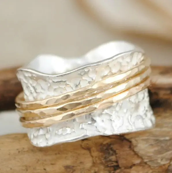 Vintage Spinner Thin Gold & Silver Ring | Last day 80% off!