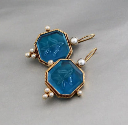 Maeble Vintage earrings with green stone and pearl | Last day 80% discount!